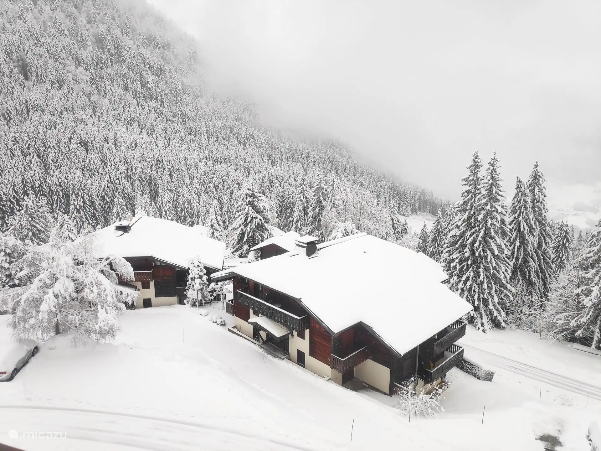 view from apartment in snow
