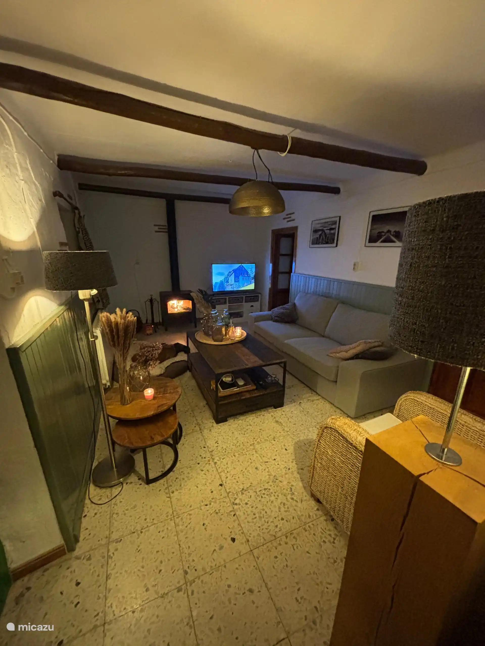 Living room with fireplace