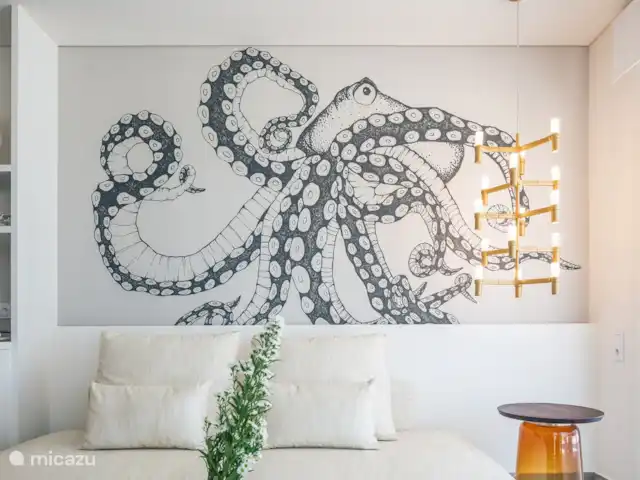 Villa Pueblo | Grèce, Crète, Pigianos Kampos - villa Coin salon luxueux avec peinture murale dans le salon