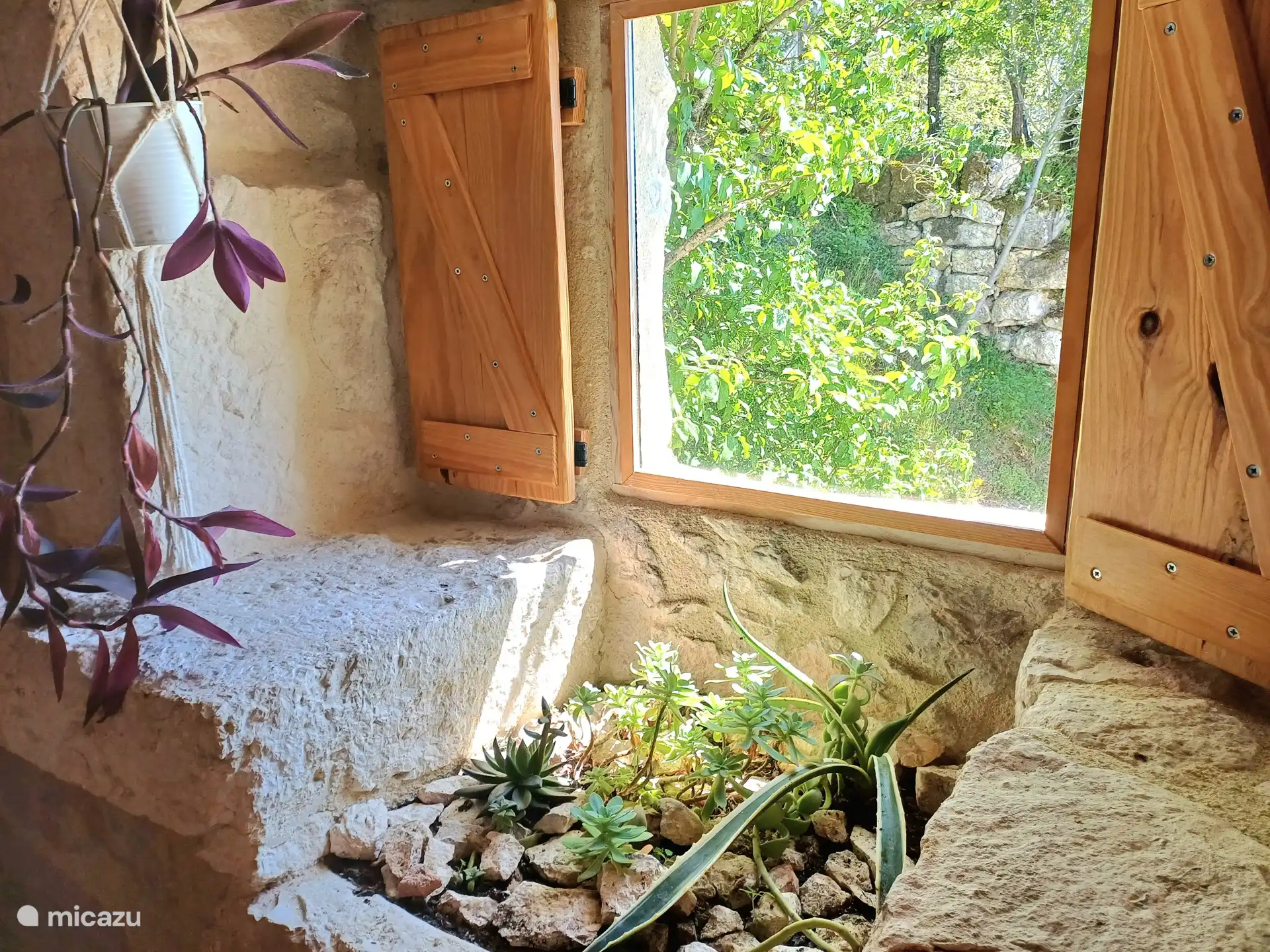 Das alte steinerne Waschbecken dient nun als Pflanzgefäß.