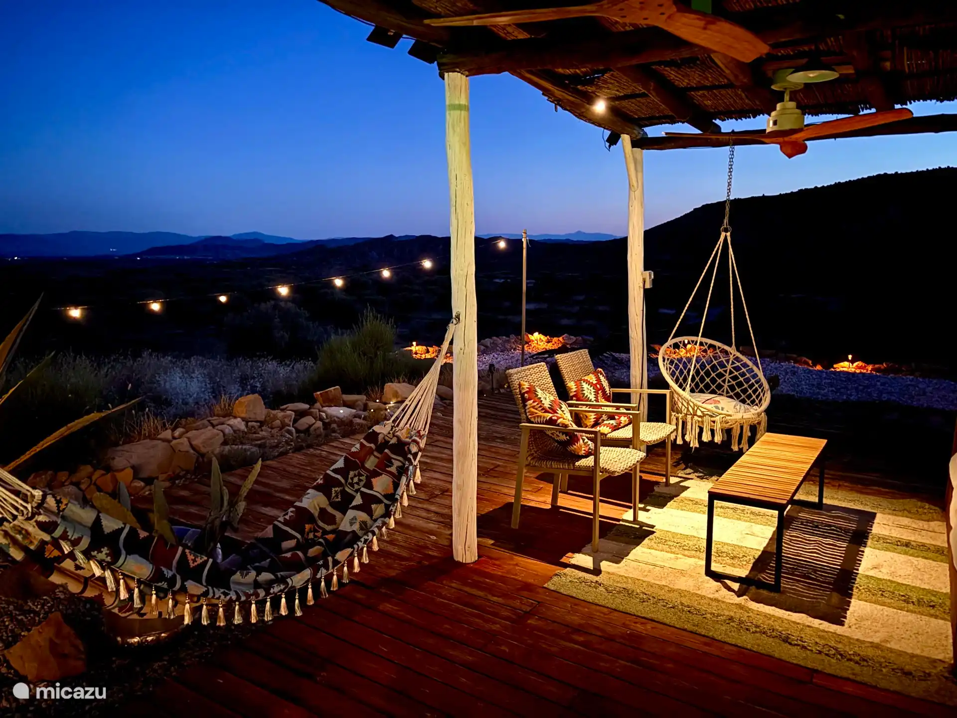 Pool terrace at night