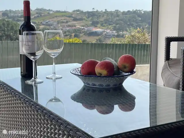 Casa Leo Mar | Portugal, Costa de Prata, Santa Catarina CLD - bungalow Vue depuis la terrasse couverte pouvant être partiellement fermée au moyen d'un volet roulant.
