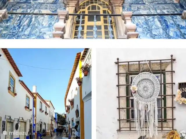 Casa Leo Mar | Portugal, Costa de Prata, Santa Catarina CLD - bungalow Restez à Obidos pendant un moment. Rue rustique et façade de l’ancienne église