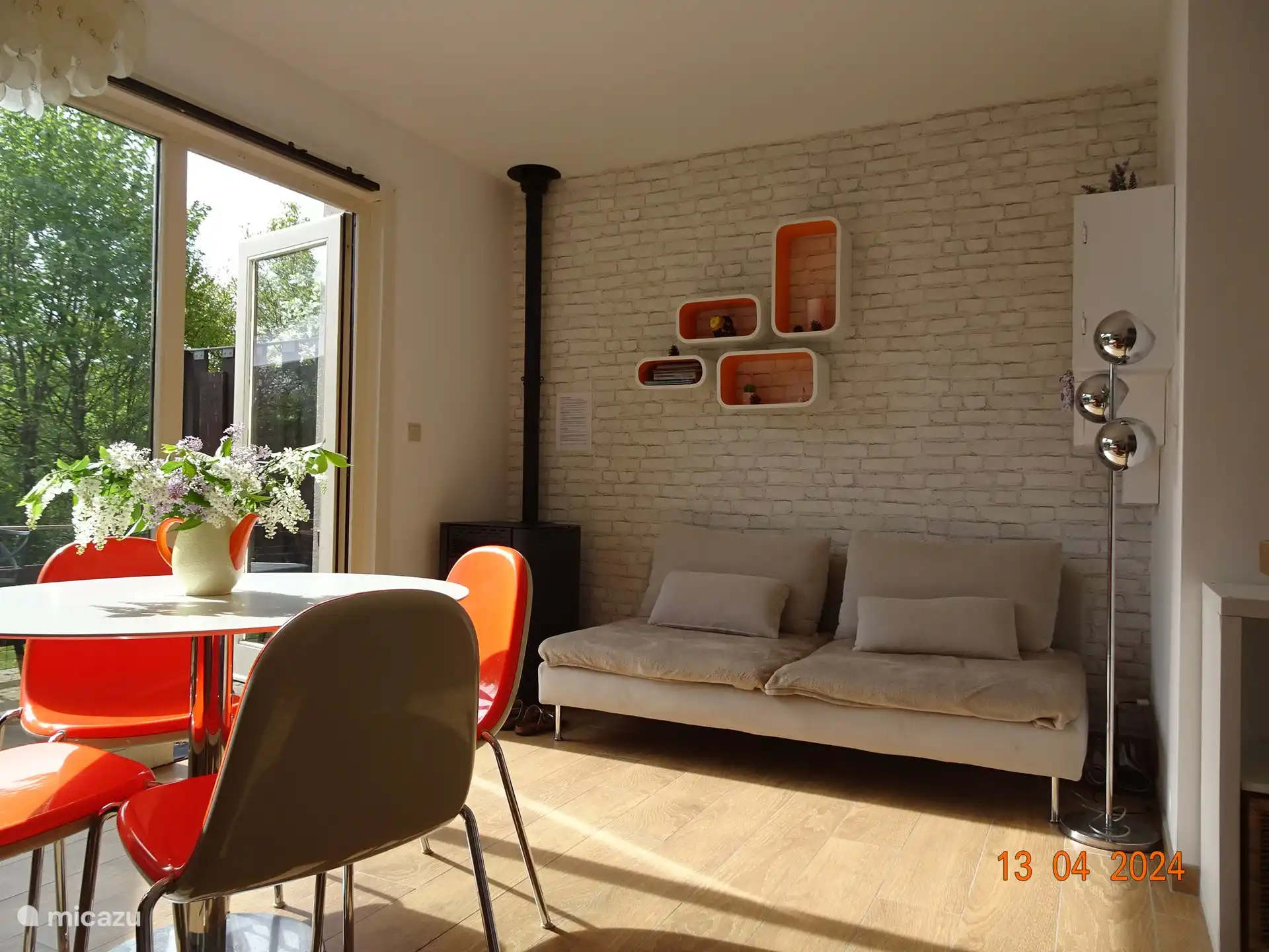 The living room with a view of the terrace 