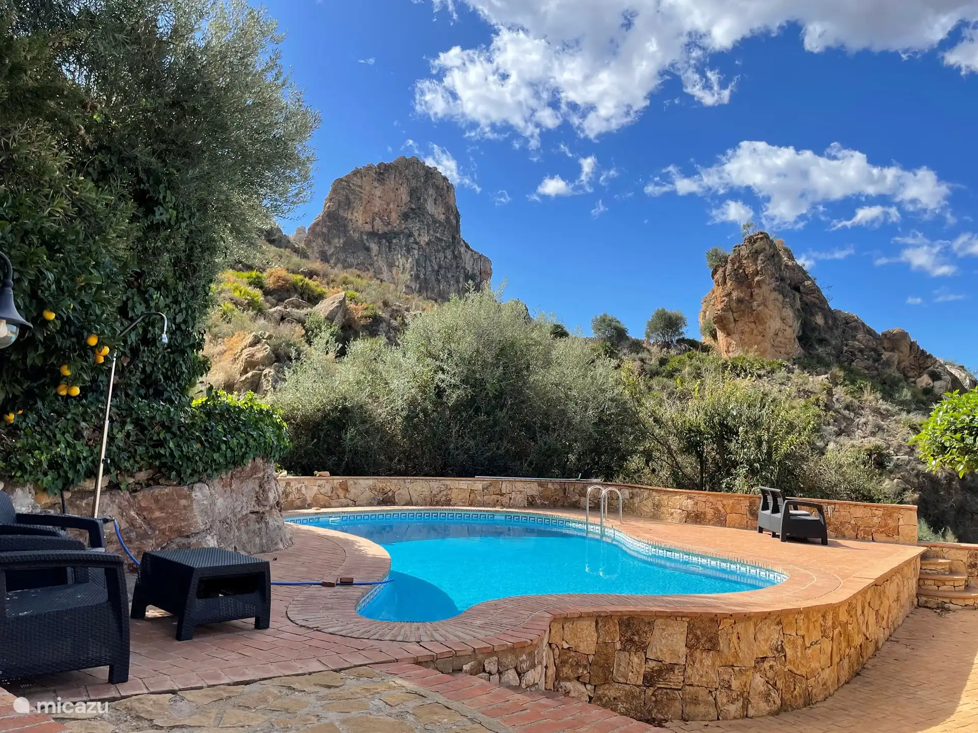 Swimming pool and mountain