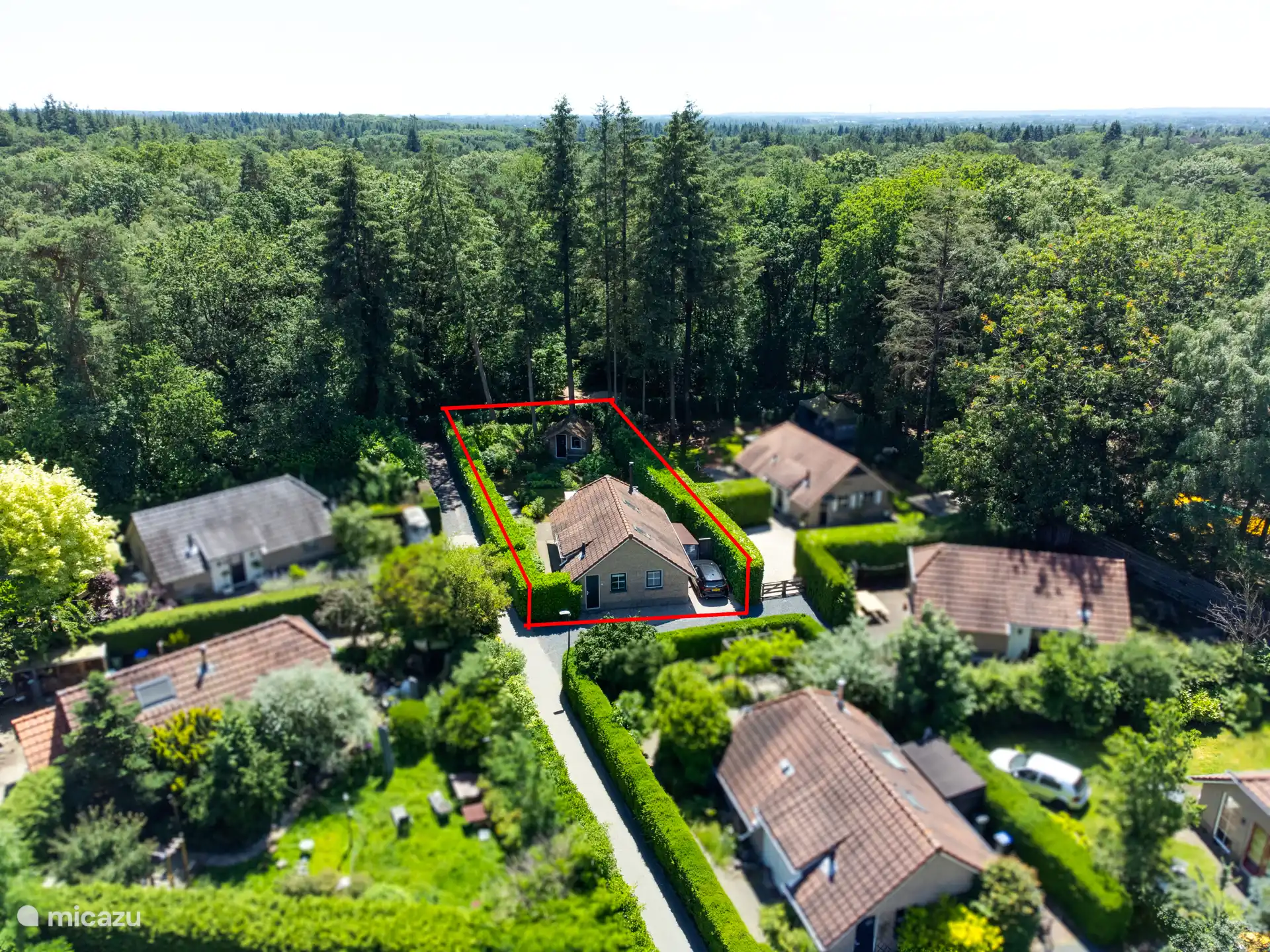 Ligging van huisje aan het bos
