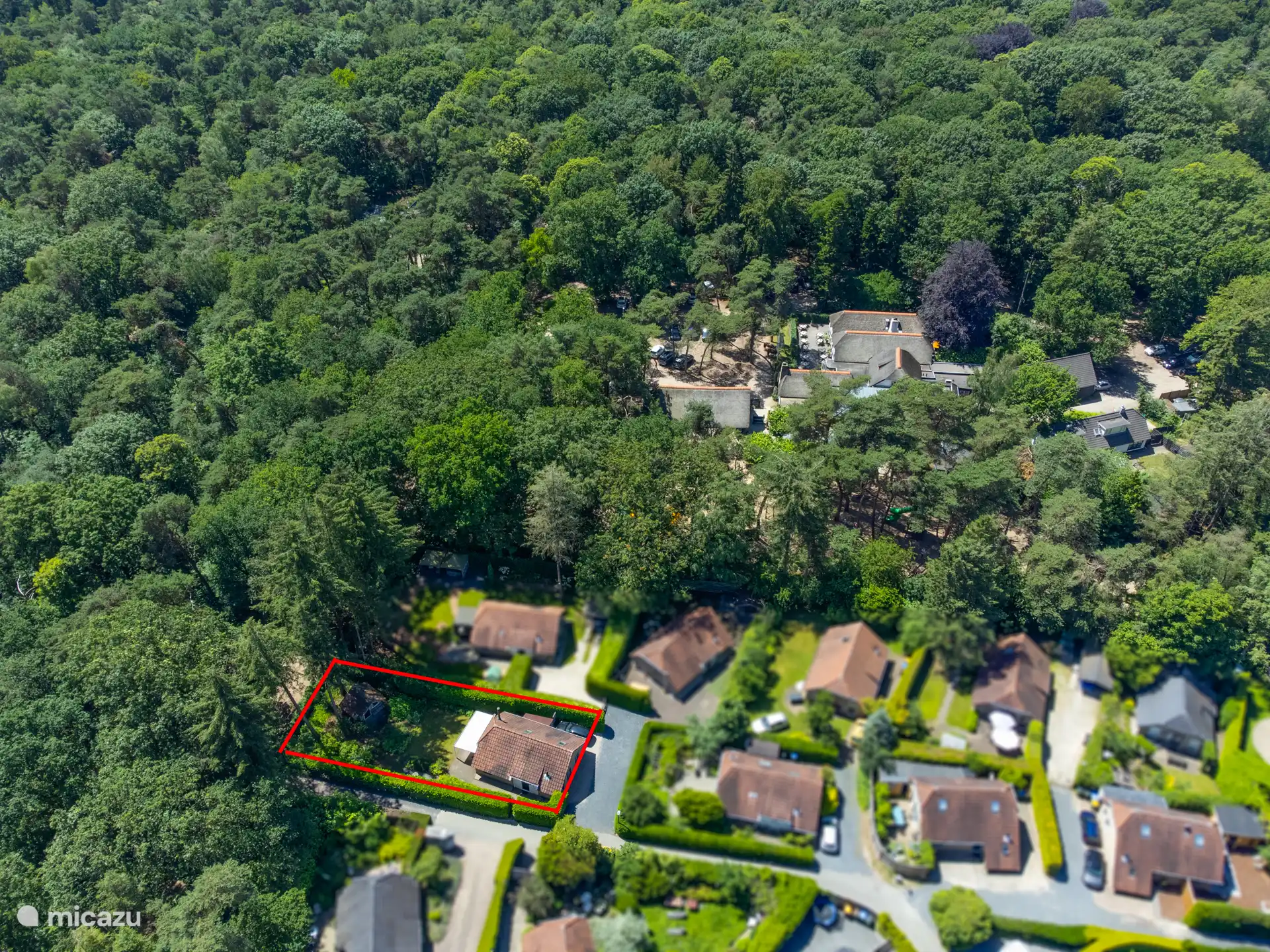 Ligging van huisje aan het bos