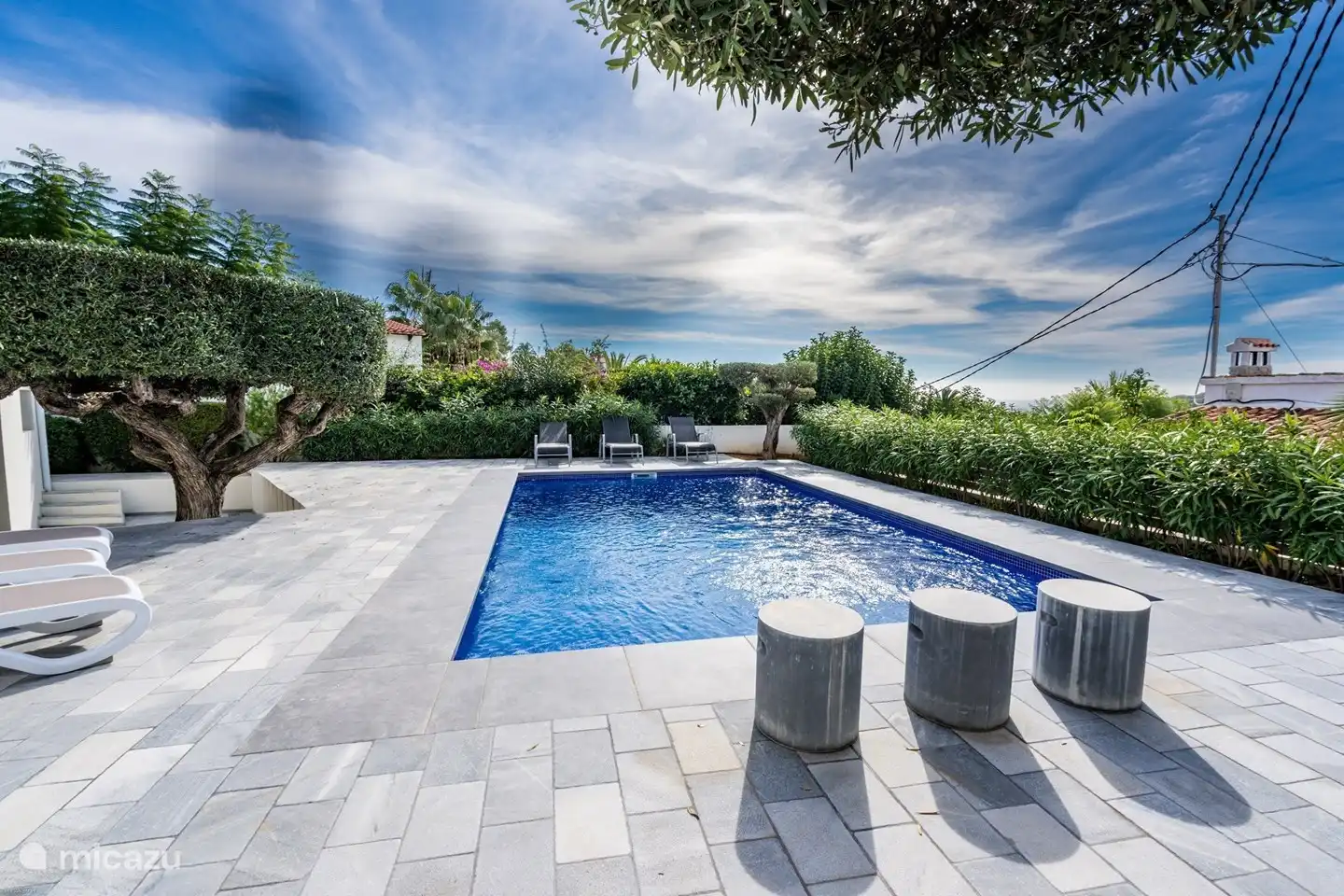 Privater Pool, umgeben von viel Grün