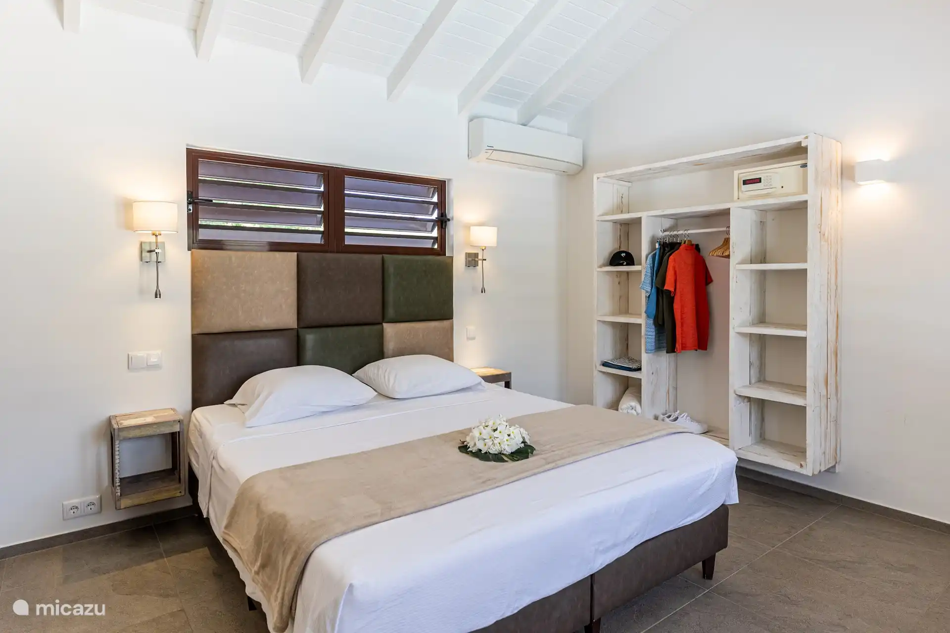 All beds are 210cm long and 180cm wide, also separately available as a single bed.