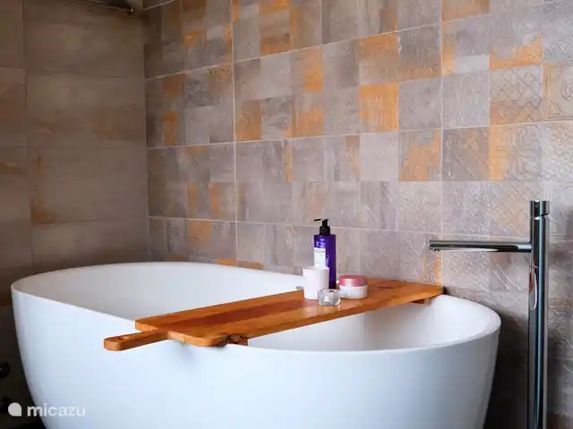 villa en Portugal, Costa de Lisboa, Ribamar – Sapateira Bañera en el baño del dormitorio principal.