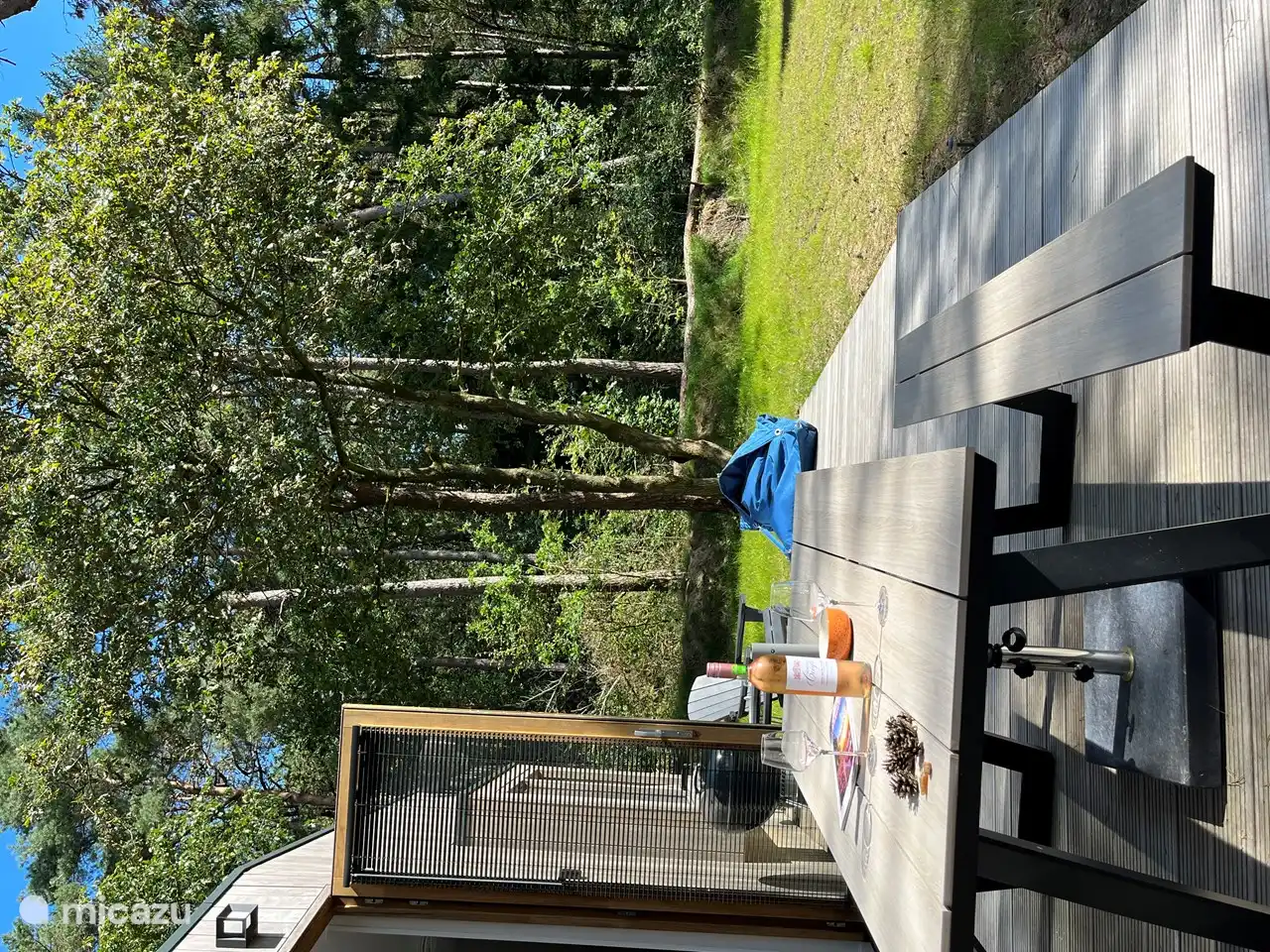 Essen am Picknicktisch; auf der Terrasse