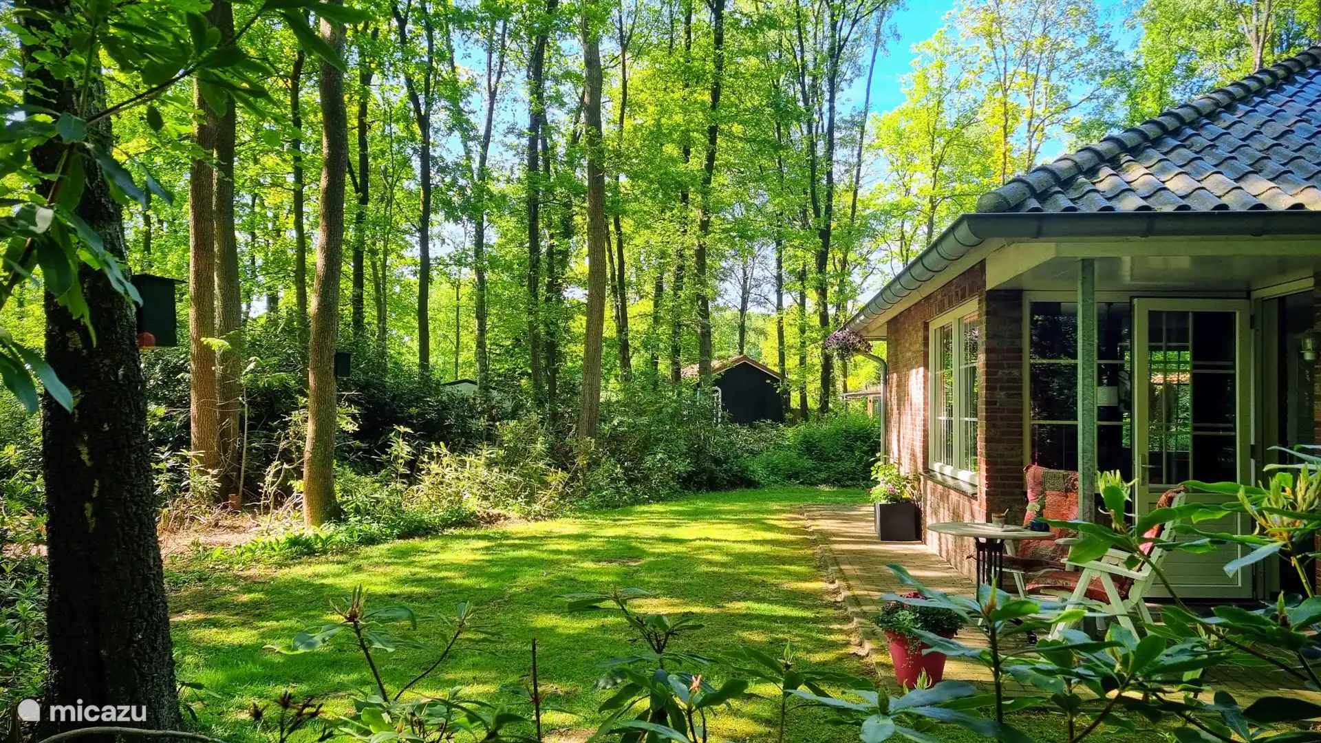 Riante tuin met overdekt terras