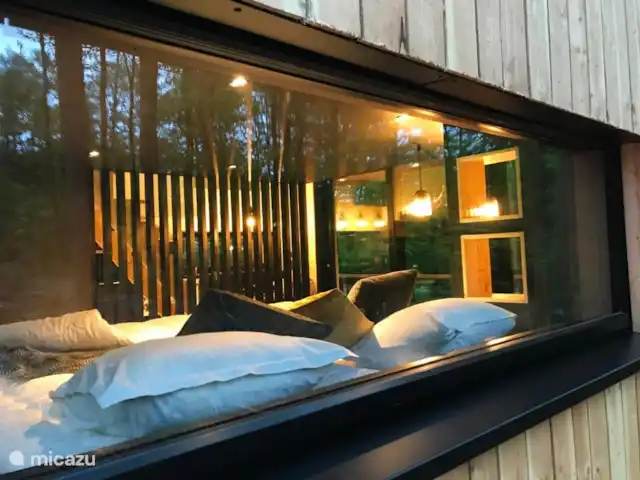 Location de Vacances Belgique, Ardennes, Durbuy, cabane en bois / lodge - Cube Sauvage Durbuy Lit salon extérieur