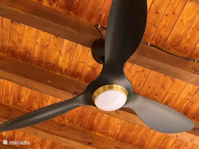 Piscine chauffée 'Le Veyou' et climatisation | France, Drôme, Beaufort-sur-Gervanne - maison de vacances ...un ventilateur de plafond avec éclairage.