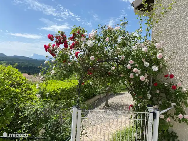 Piscine chauffée 'Le Veyou' et climatisation | France, Drôme, Beaufort-sur-Gervanne - maison de vacances L'accès entre la piscine et la maison est fermé par un portail.