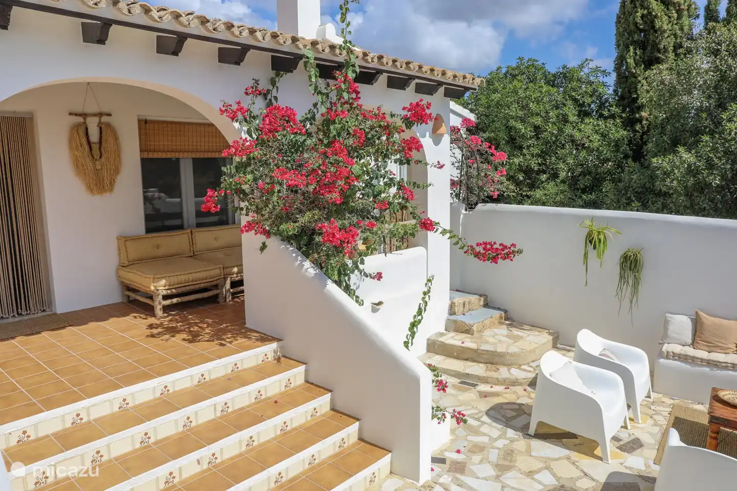 Comfortable sofa in the shade