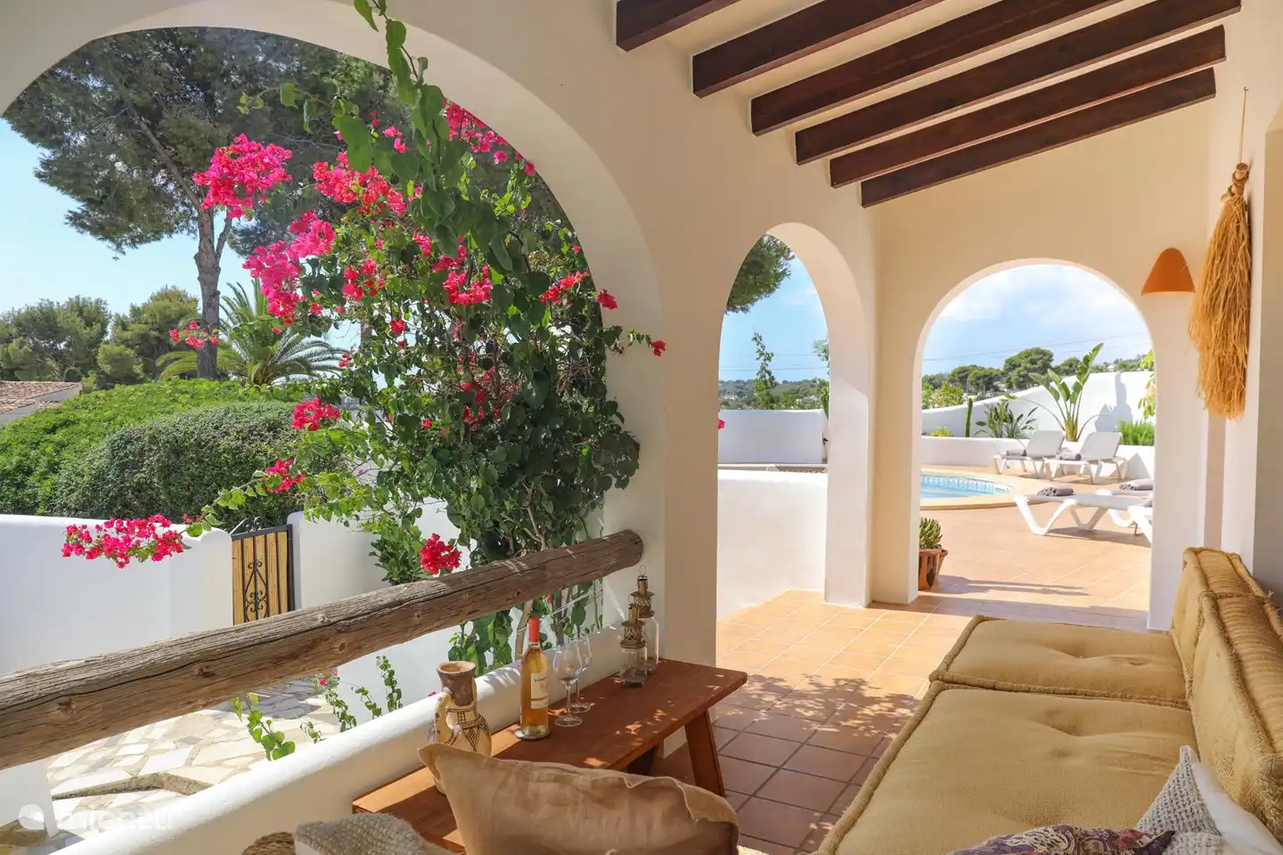 Comfortable sofa in the shade