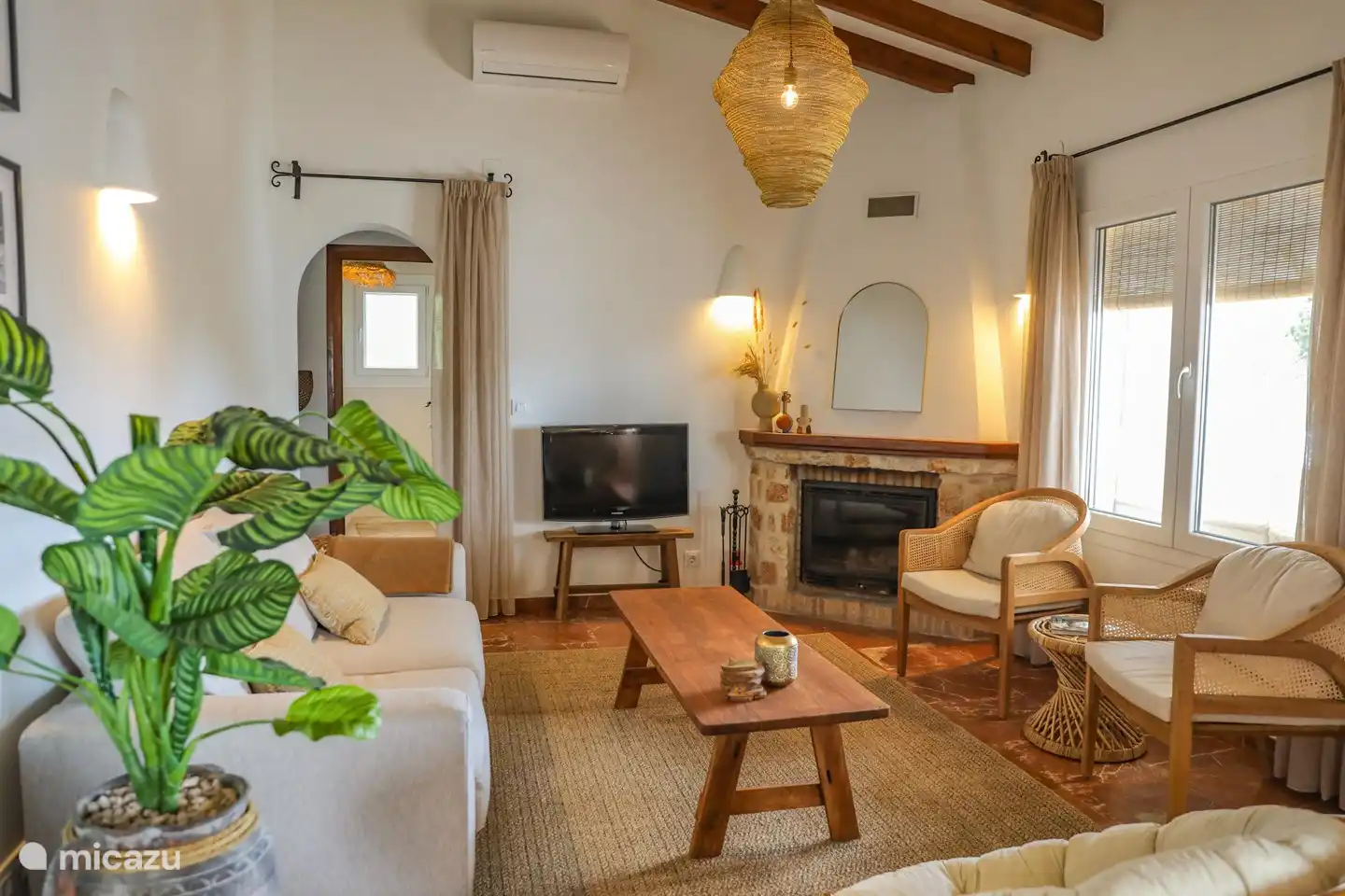 Living room with wood stove