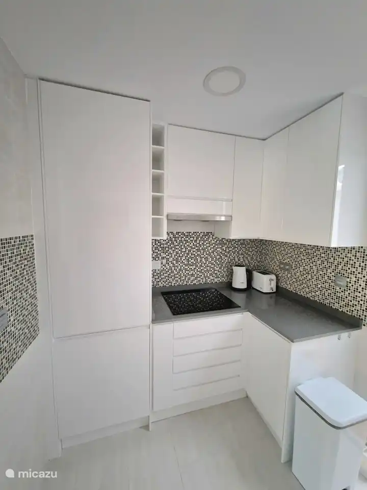 Cuisine entièrement équipée avec combiné réfrigérateur/congélateur