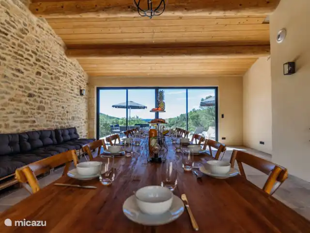 Mas de Toulair - Luxe in de Provence huren in Frankrijk, Gard, Salazac - villa Poolhouse voor de lunch