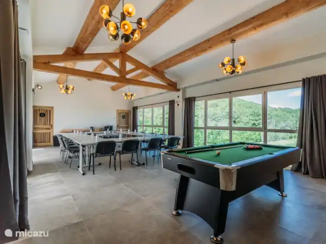 Mas de Toulair - Luxe in de Provence huren in Frankrijk, Gard, Salazac - villa Vergaderzaal met pooltafel