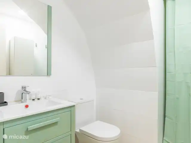 Location de Vacances Espagne, Costa Blanca, Jávea, maison mitoyenne - Maison Saint Tropez Salle de bain avec douche, WC et lavabo.