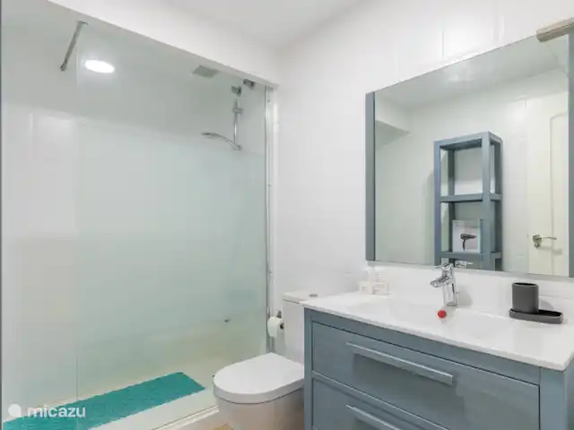Location de Vacances Espagne, Costa Blanca, Jávea, maison mitoyenne - Maison Saint Tropez salle de bain avec douche, lavabo et WC