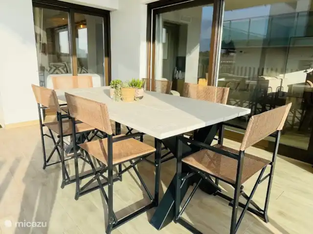 Casa Paloma Blanca Soleil et Golf | Espagne, Costa Blanca, Torrevieja - appartement Terrasse avec table pour 6 personnes.