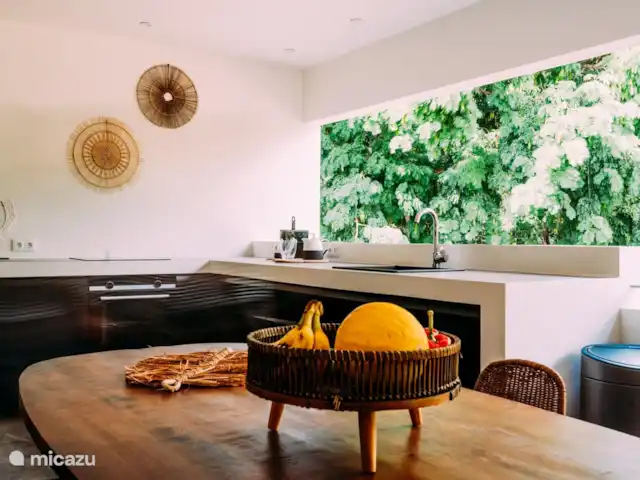 Villa Mellow piscine Eco resort | Curaçao, Curaçao-Centre, Boca St. Michiel - villa Une grande cuisine avec tous les appareils électroménagers, donnant sur l'environnement naturel.