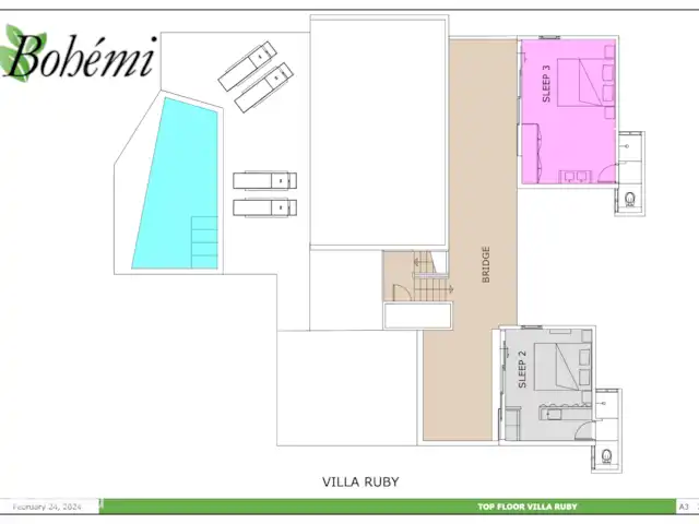 Villa Ruby piscina privada Eco resort en Curazao, Curazao Centro, Boca St. Michiel - villa Plano de planta del primer piso.