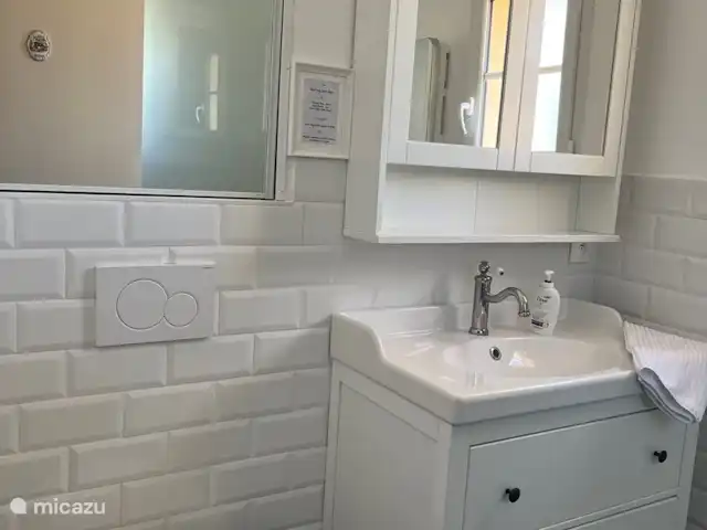 Maison de la Plage 83 huren in Frankrijk, Côte d´Azur, Saint-Aygulf - vakantiehuis Badkamer op de 1e verdieping met toilet, wastafel en douche