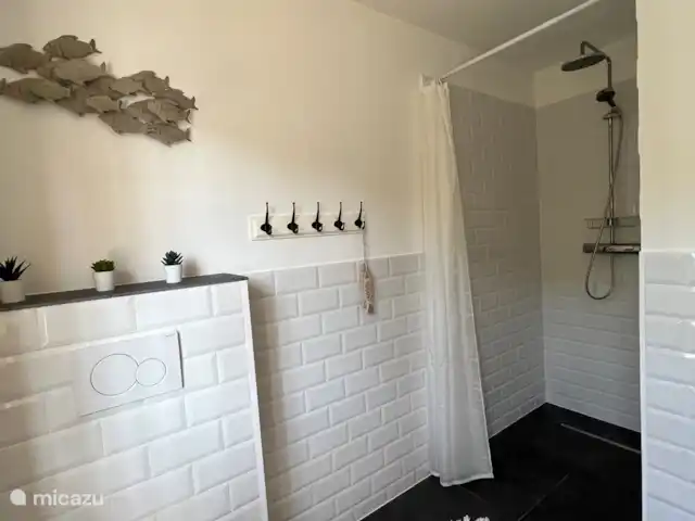Maison de la Plage 83 huren in Frankrijk, Côte d´Azur, Saint-Aygulf - vakantiehuis Badkamer op de begane grond met toilet, wastafel en douche