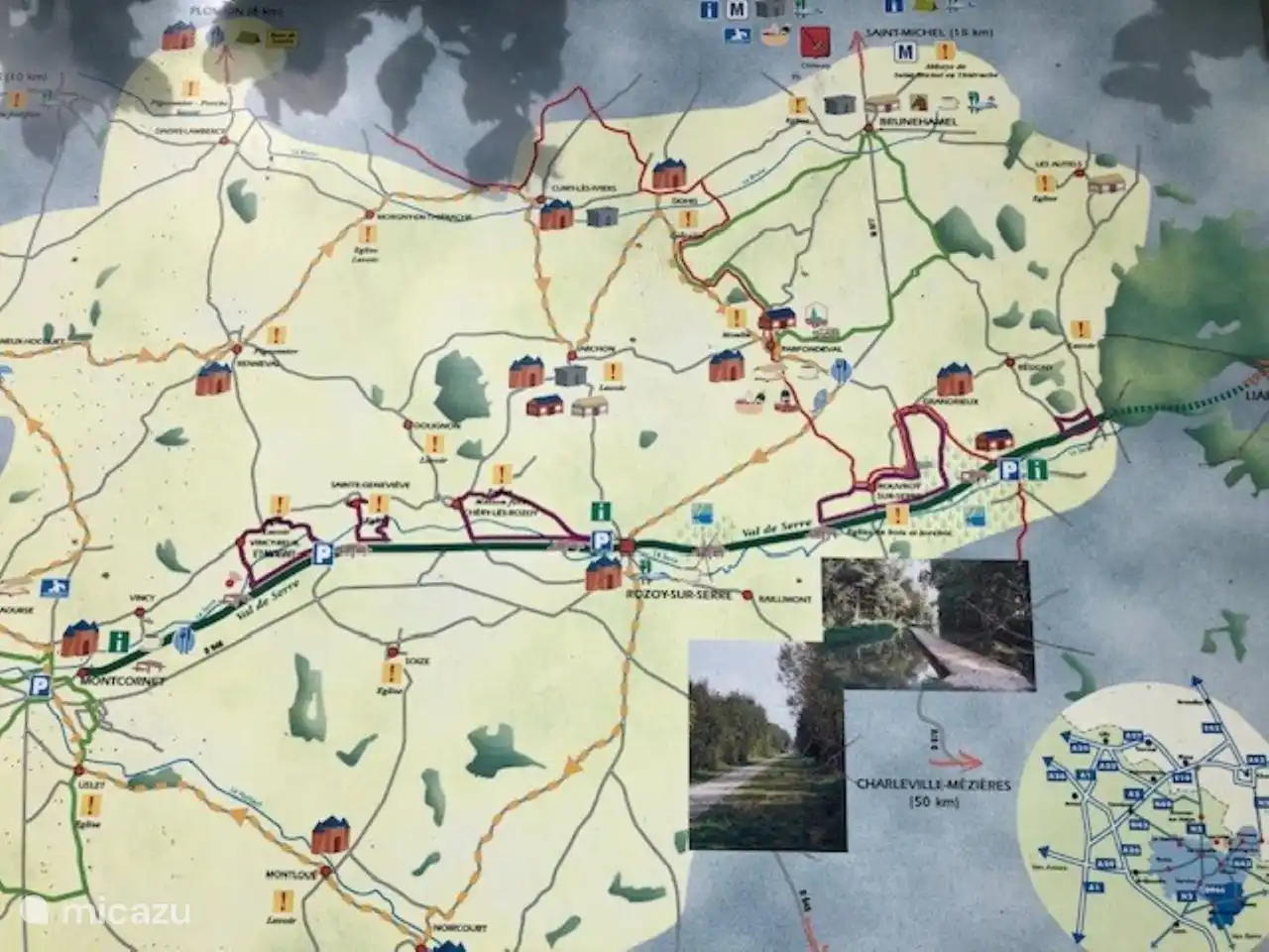 De nombreux itinéraires pédestres et cyclables directement à partir de la maison. Un dossier d'information, des cartes, etc. est disponible