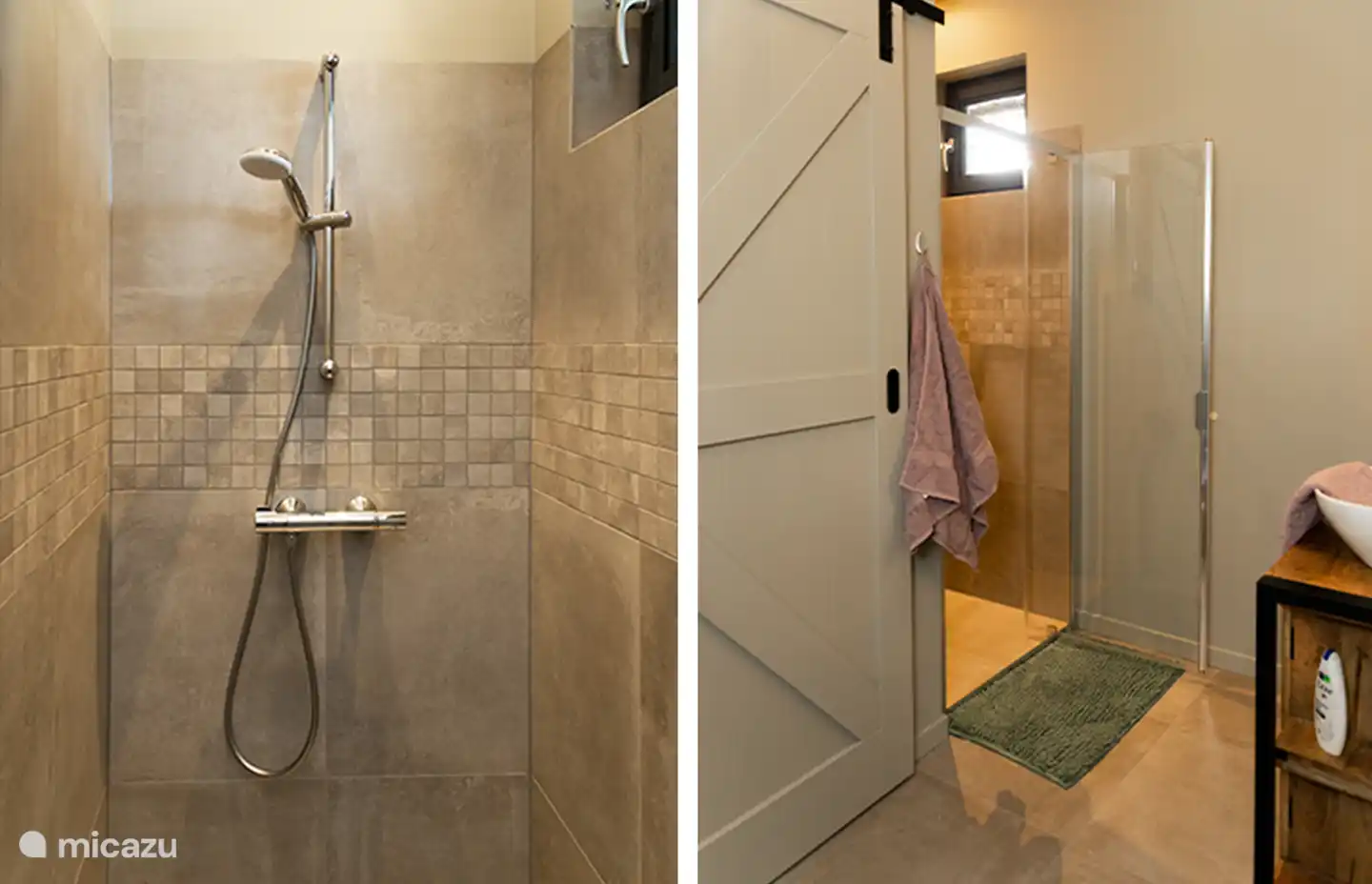 Das geräumige, moderne Badezimmer mit Fußbodenheizung und separater Toilette.