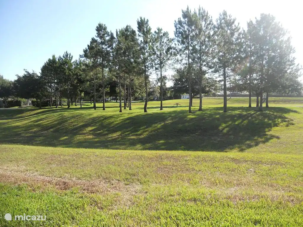Vue du parc à l’arrière de la maison