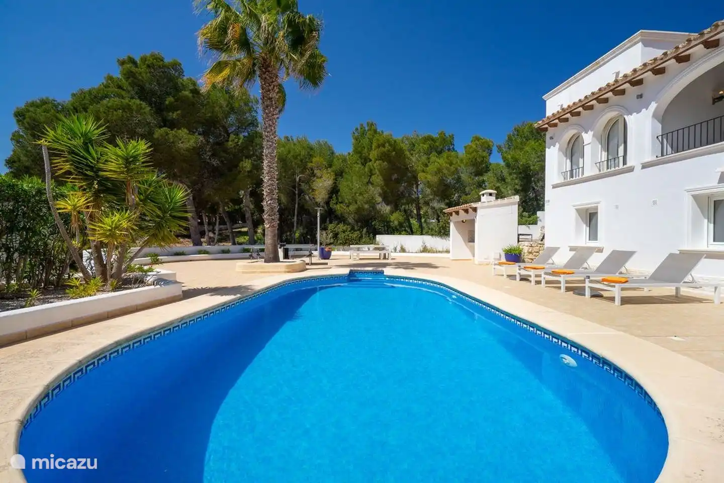 Privater Swimmingpool mit viel Platz zum Liegen oder Tischtennisspielen