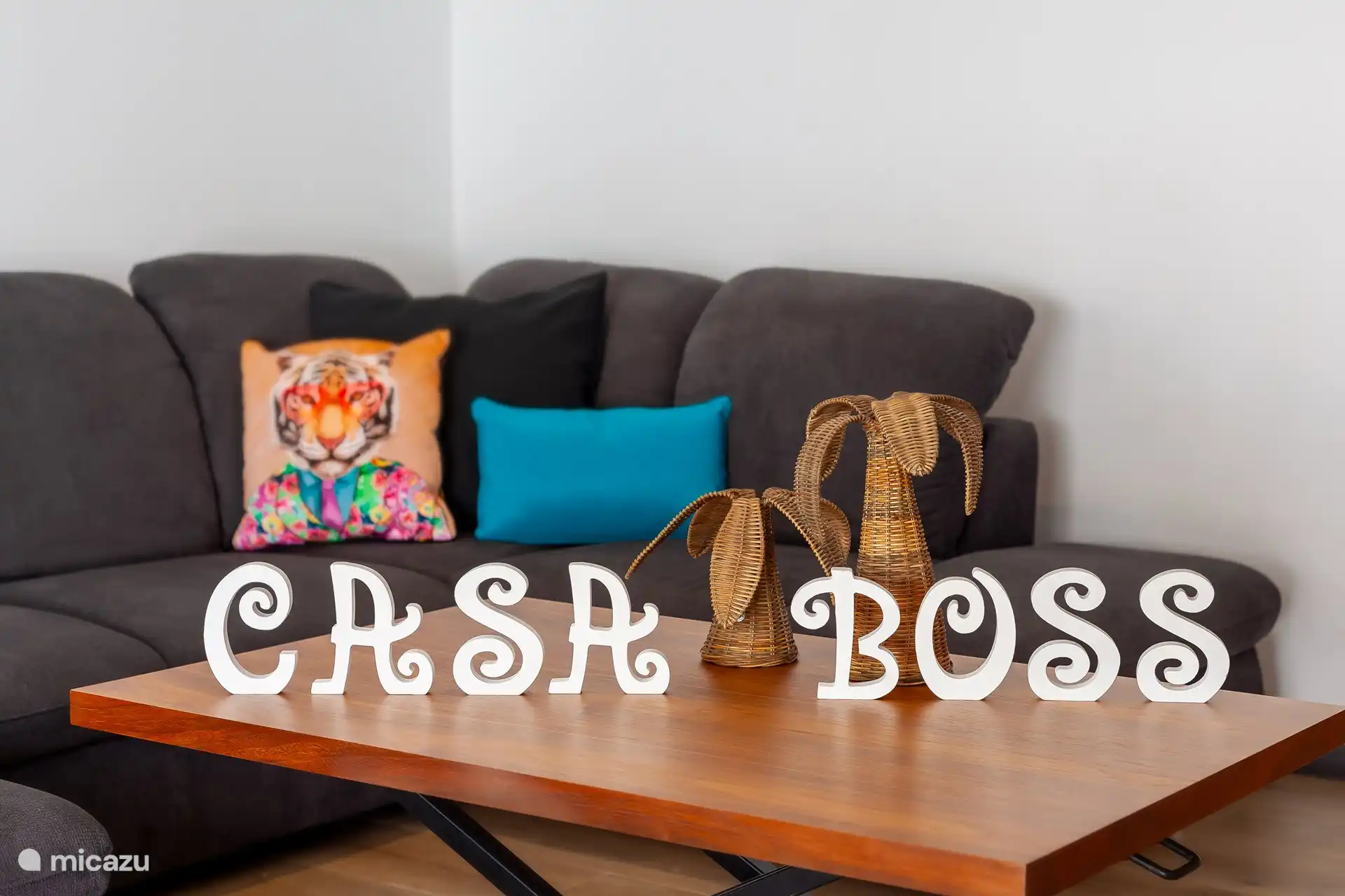 Salon avec TV et canapé