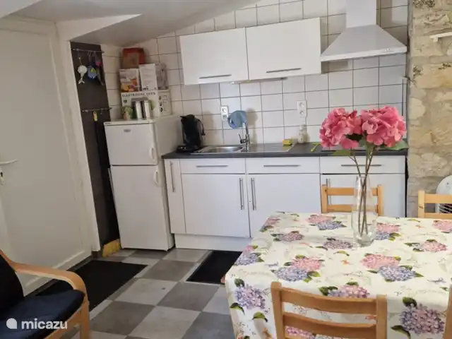 Studio Le Clos Robert incl. ontbijt huren in Frankrijk, Vendée, Longeville-sur-Mer - vakantiehuis Keuken met koelkast, inductieplaat, magnetron.