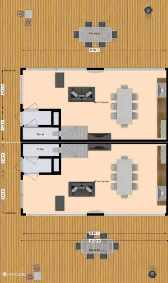 Grundriss Ferienunterkünfte im Erdgeschoss „Janssloot“ und „Älde Feanen“