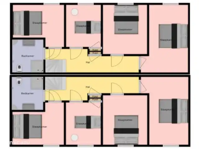 Domaine Âld Heach Hiem 14 personnes | Pays-Bas, Frise, Goëngahuizen - maison de vacances Plan d'étage du logement de vacances au 1er étage Janssloot et Alde Feanen