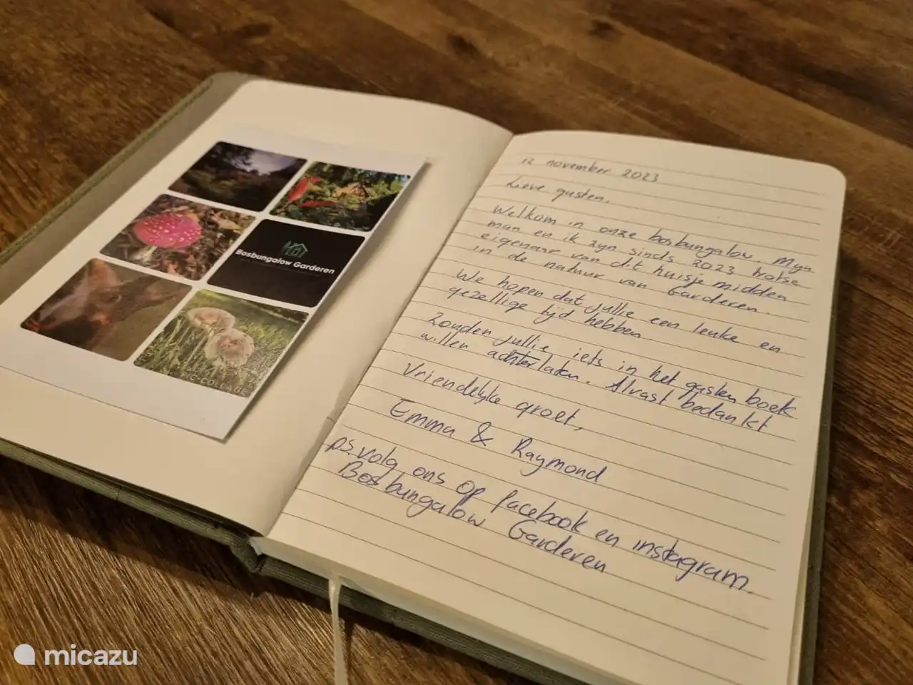 Hay un libro de visitas en nuestro bungalow.