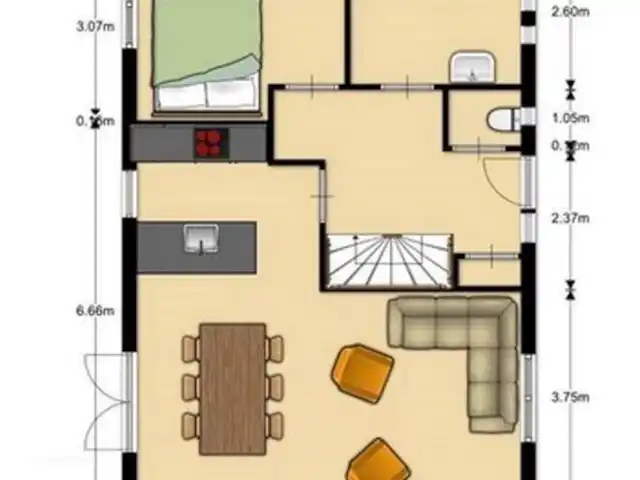 Bungalow en el bosque Jardines en Países Bajos, Güeldres, Garderen - bungaló Un mapa de la planta baja.