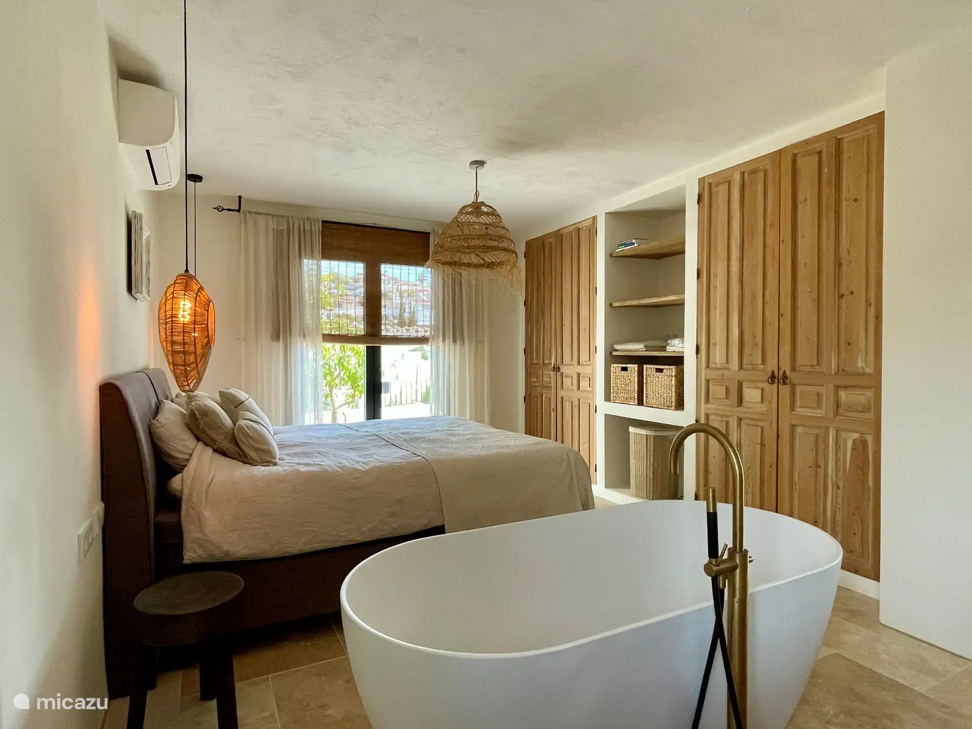 Custom-made large cabinet with beautiful antique doors from Granada