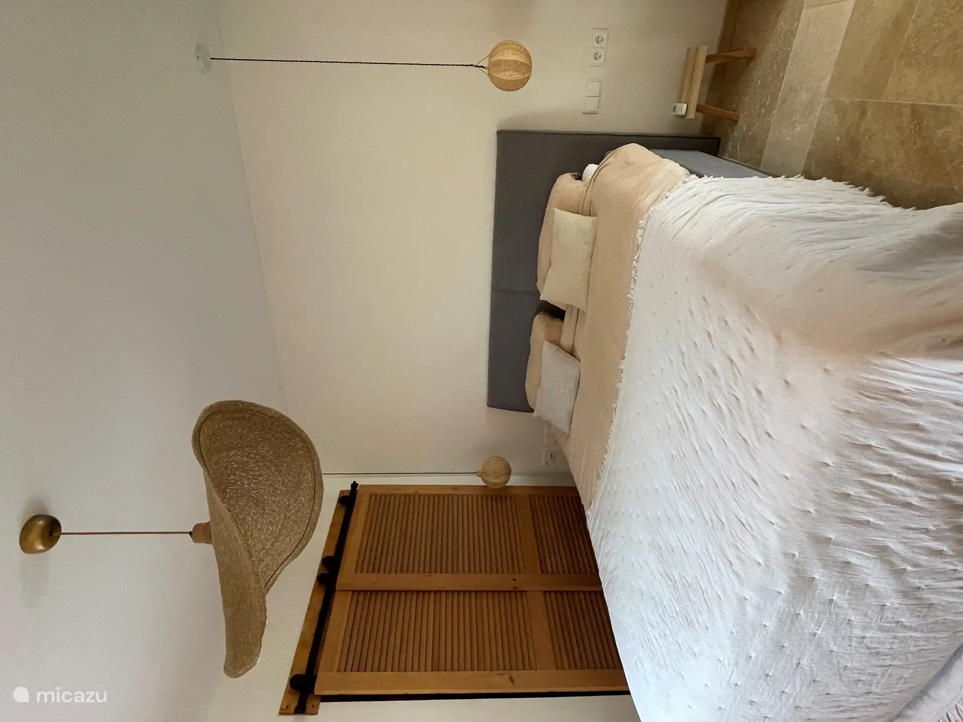 Bedroom 2, with box spring double bed (160x200), ensuite bathroom and spacious wardrobe