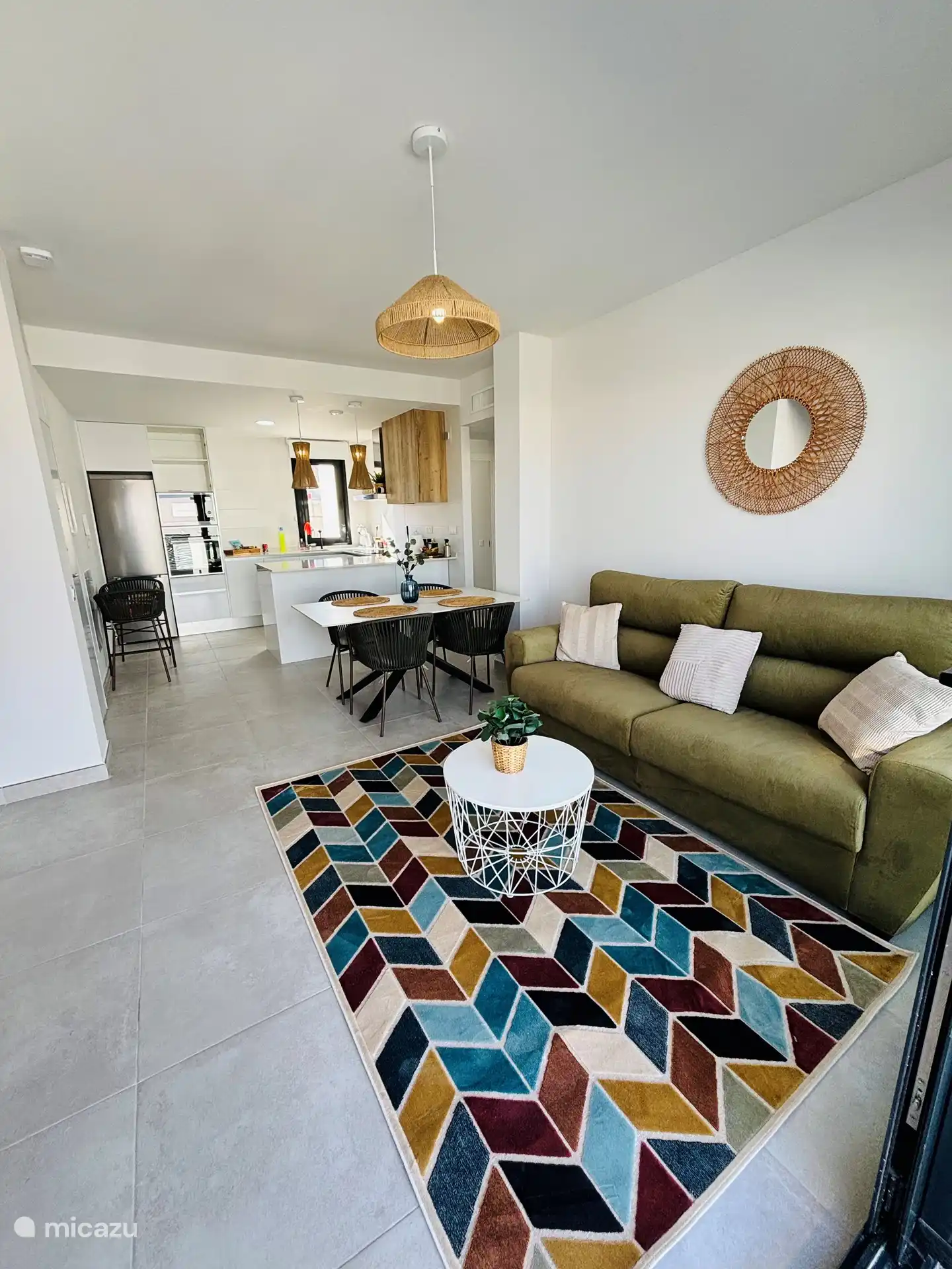 Living room and view of kitchen 