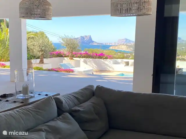 Location de Vacances Espagne, Costa Blanca, Moraira, villa - Villa panoramique de luxe Vista Moraira La vue depuis le salon.