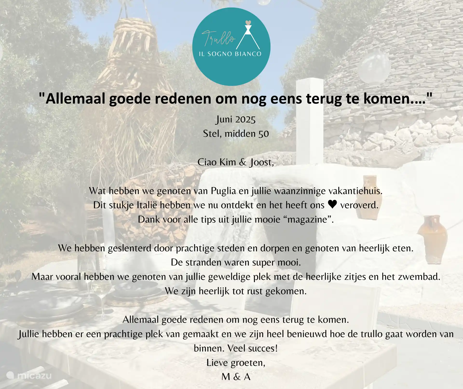 Review uit het gastenboek