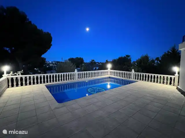 Location de Vacances Espagne, Costa Blanca, Benissa, villa - Villa Savina : Vue mer & Jardin piscine au clair de lune
