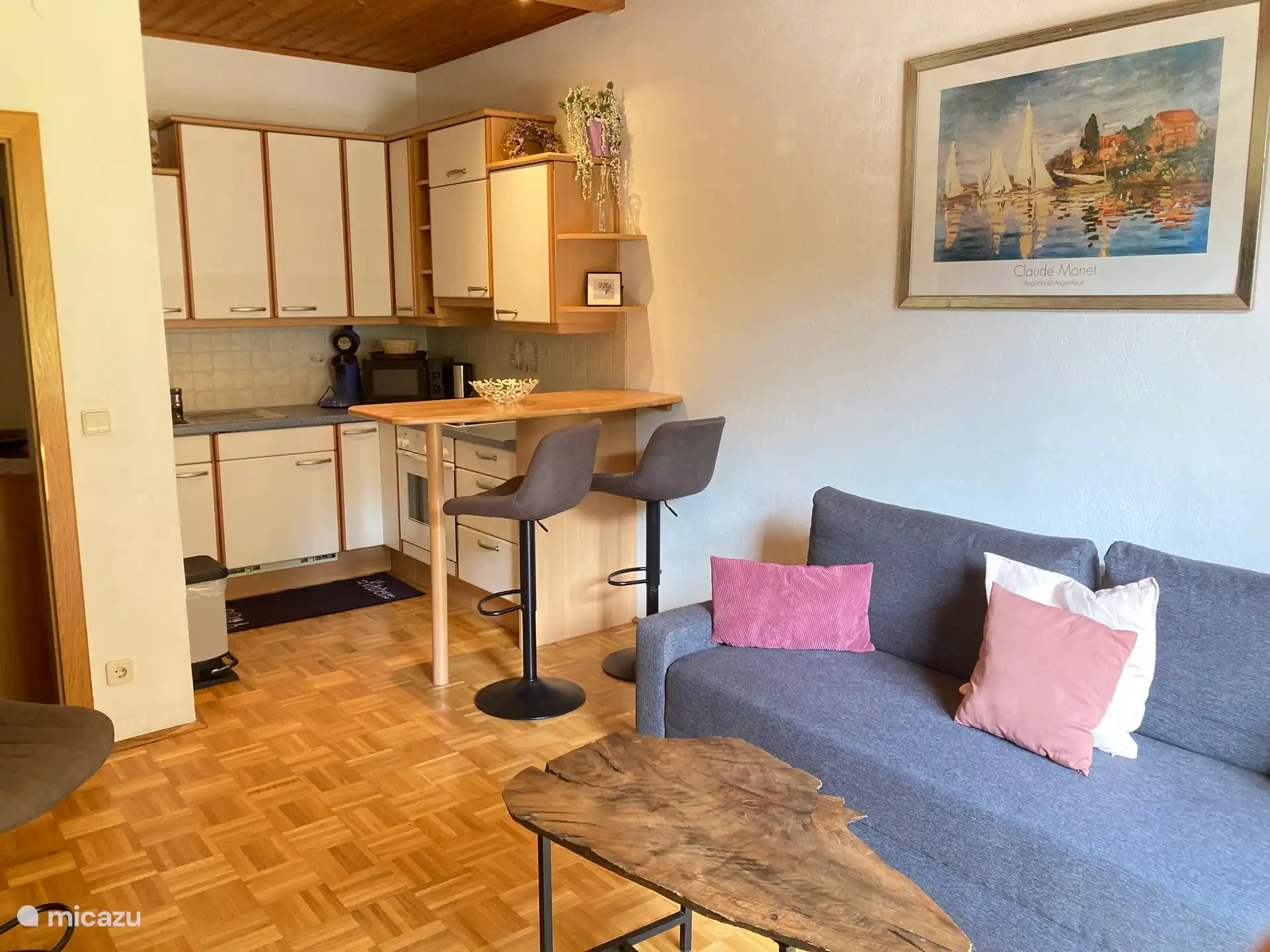 Küche, Wohnzimmer, Essbereich, Schlafsofa