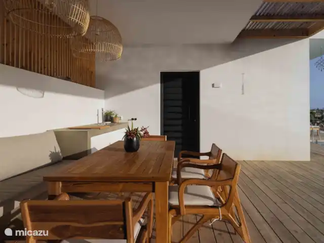 Villa Zaverda en Grecia, Gracia Central, Paleros - villa Patio con sol y sombra